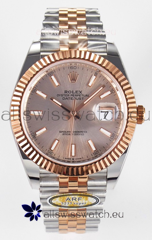Rolex Super Clone Datejust ETA 3235 Movement 41MM Two Tone Rose Gold Plating and Dial Watch