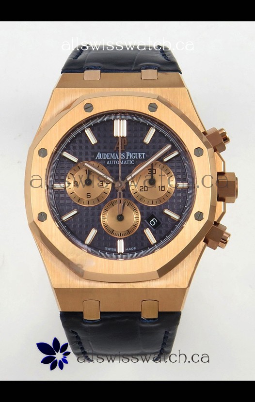 Royal Oak Chrono 26331 Rose Gold Blue Dial Super Clone Watch 