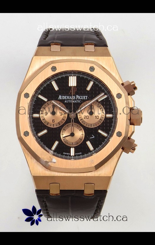 Royal Oak Chrono 26331 Rose Gold Black Dial Super Clone Watch 