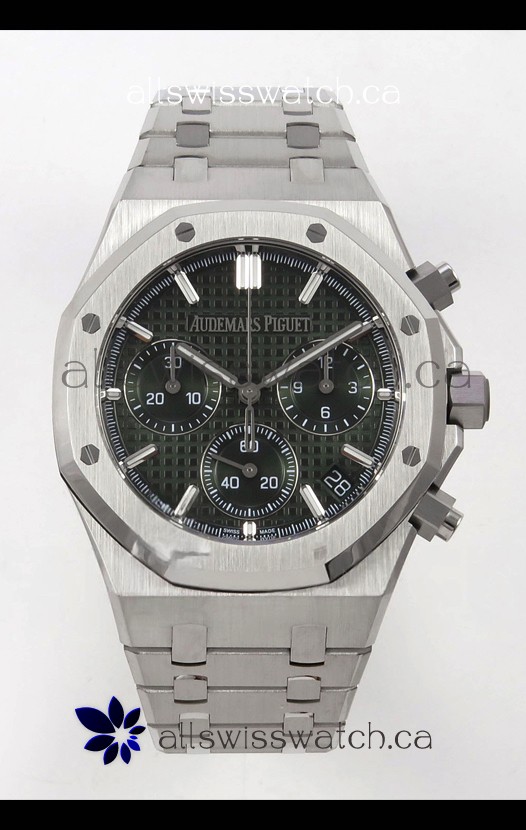 Royal Oak Chrono 26240 Green Dial FREE SPRUNG MVMNT Steel Caing Super Clone Watch 