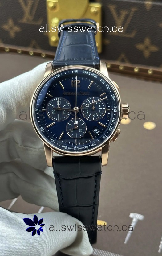AP CODE 11.59 26393 Rose Gold Chrono Blue Dial Super Clone Watch 