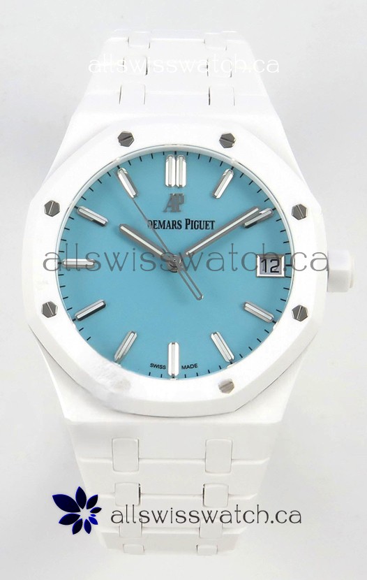 Royal Oak 15500 Tiffany Blue Dial White Ceramic Super Clone Watch 
