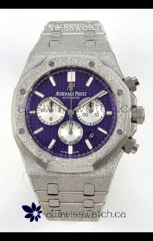 Royal Oak Chrono 26331 Frosted White Gold Purple Dial Super Clone Watch 