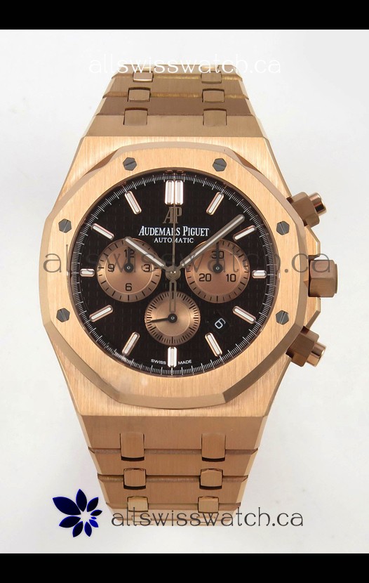 Royal Oak Chrono 26331 Rose Gold Brown Dial Super Clone Watch 