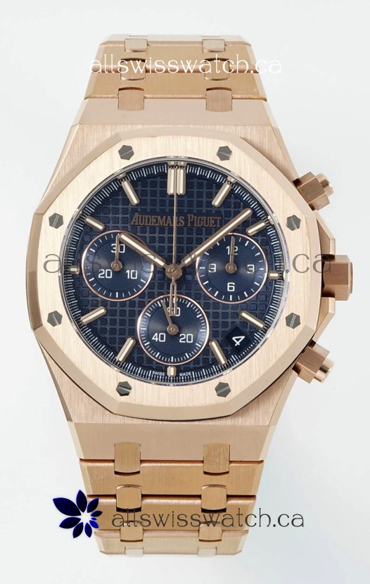 Royal Oak Chrono 26240 Rose Gold Strap in Blue Dial Super Clone Watch 