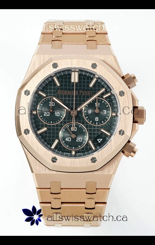 Royal Oak Chrono 26240 Rose Gold Strap in Green Dial Super Clone Watch 