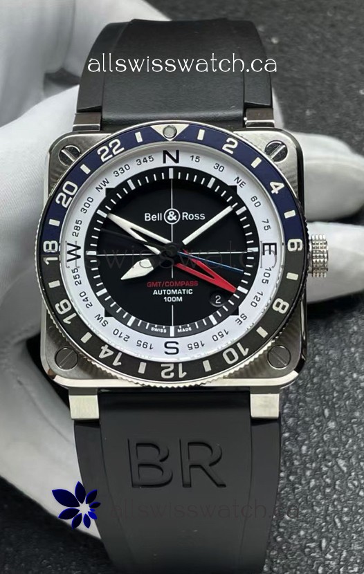 Bell and Ross BR03 GMT Compass Blue/Black Bezel Swiss Replica Watch 