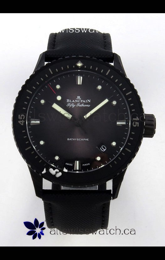 Blancpain Fifty Fathoms Ceramic Case Leather Strap Grey Dial Super Clone Watch 
