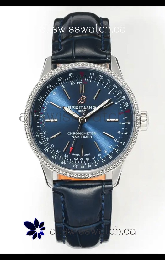 Navitimer Automatic 36 Navy Blue Dial Steel Casing Super Clone Watch 