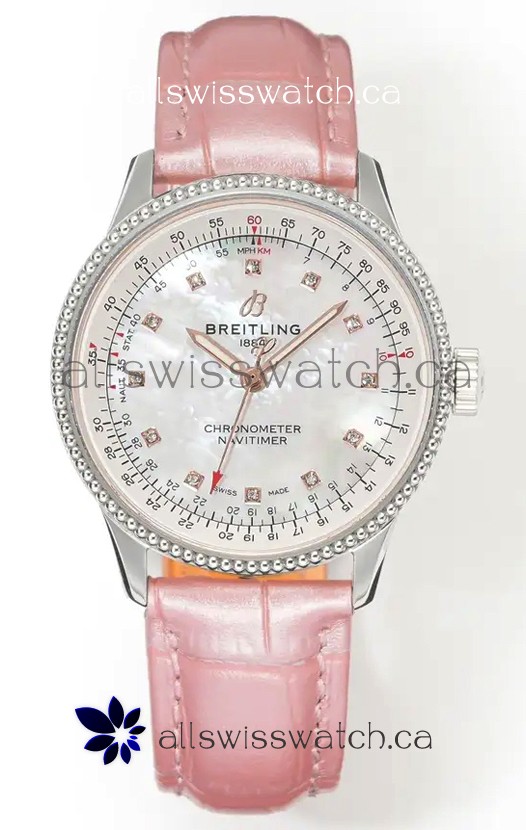 Navitimer Automatic 36 Pearl Dial Steel Casing Super Clone Watch 