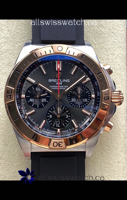 Breitling Chronomat B01 42 Grey Dial Two Tone Rubber Strap Super Clone Watch 