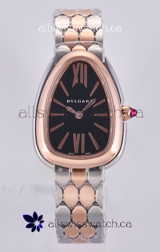 Serpenti Seduttori Black Dial Two Tone Rose Gold Casing Super Clone Watch