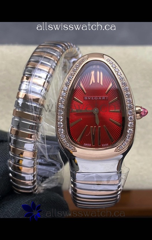Serpenti Two Tone Red Dial Super Clone Watch