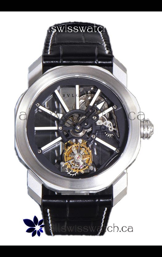 Bvlgari Octo Roma Titanium Watch in White Hour Markers Super Clone Watch 