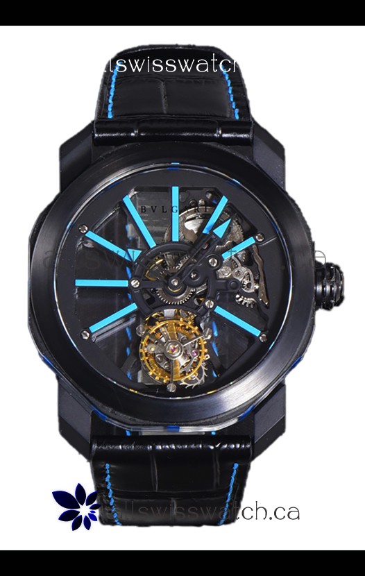 Bvlgari Octo Roma PVD Titanium Watch in Blue Hour Markers Super Clone Watch 