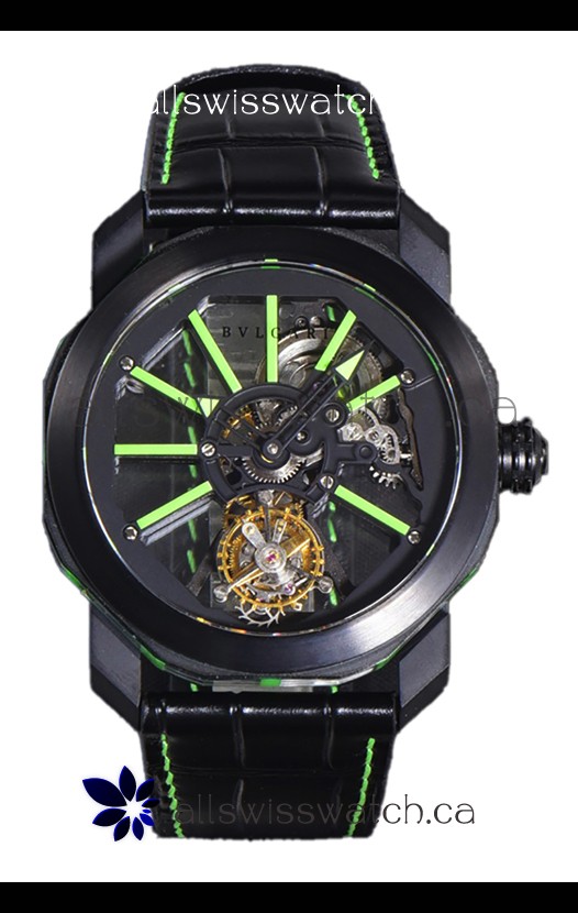 Bvlgari Octo Roma PVD Titanium Watch in Green Hour Markers Super Clone Watch 