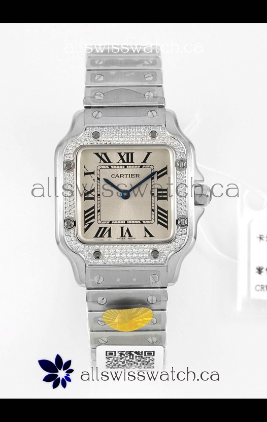 Cartier Santos Swiss Quartz 27MM Steel Dial Super Clone Watch