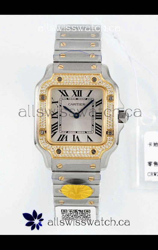 Cartier Santos Swiss Quartz 27MM Two Tone Super Clone Watch