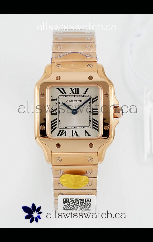 Cartier Santos Swiss Quartz 27MM Rose Gold Super Clone Watch 