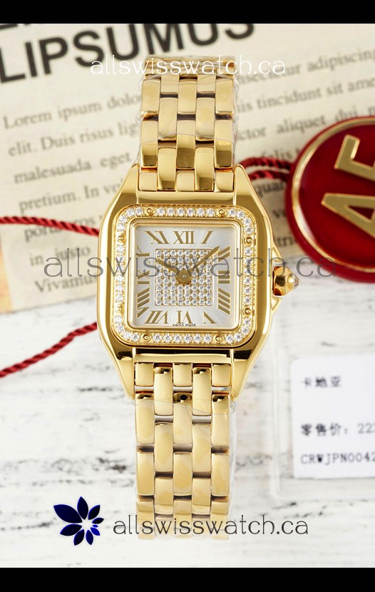 PANTHERE de Cartier 22mm Diamonds Dial Yellow Gold Super Clone Watch