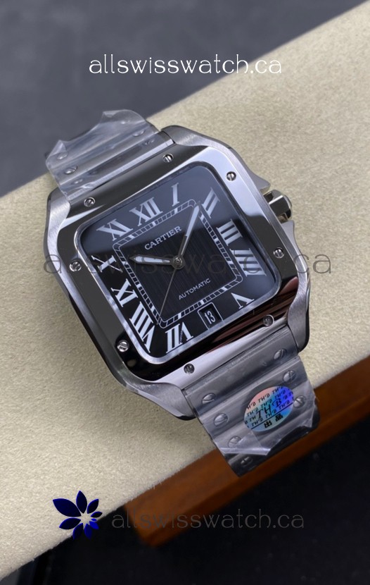 Cartier Santos De Cartier 904L Steel Black Dial Super Clone Replica 40MM Watch