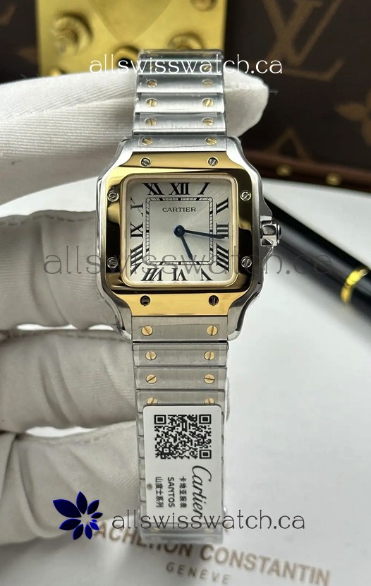 Cartier Santos Swiss Quartz 27MM Two Tone Super Clone Watch