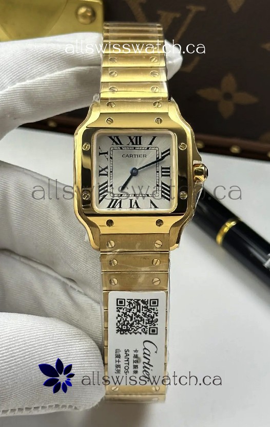 Cartier Santos Swiss Quartz 27MM Yellow Gold Super Clone Watch 