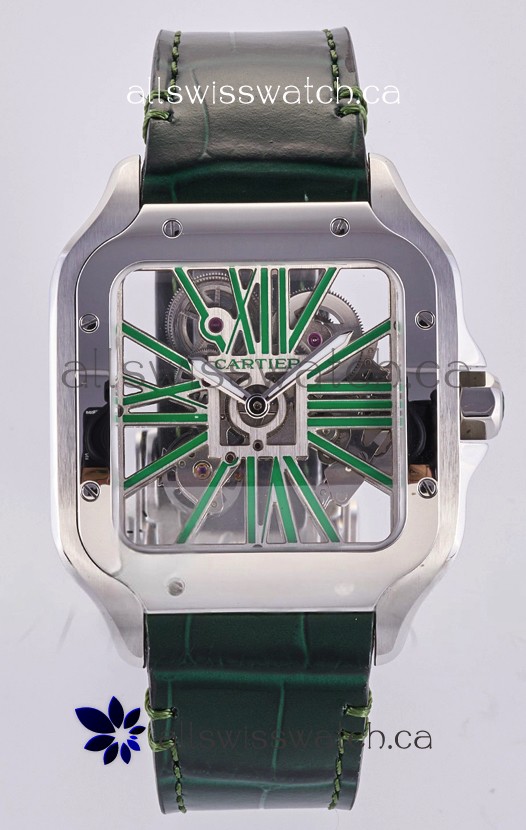 Santos De Cartier Super Clone Watch in Skeleton Dial Steel Case