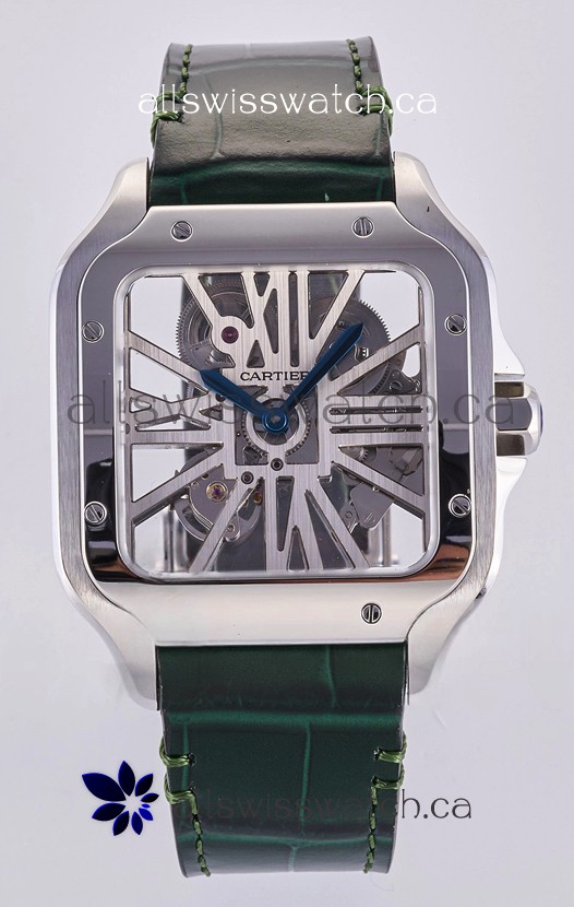 Santos De Cartier Super Clone Watch in Skeleton Dial Steel Case