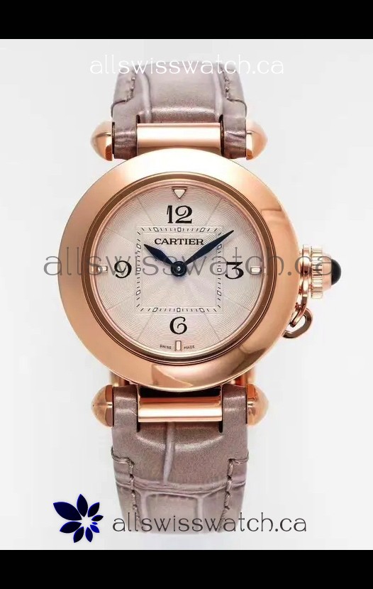 Pasha De Cartier Rose Gold Casing Watch 30MM Super Clone Watch 