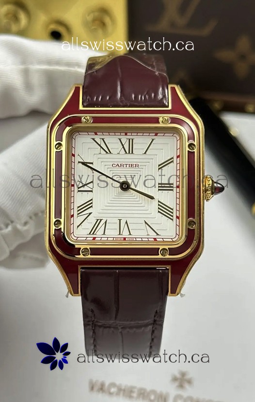 Santos Dumont 31MM Yellow Gold White Dial Super Clone Watch 