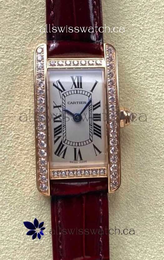 Cartier Tank Americaine Swiss Quartz 19mm Rose Gold Swiss Replica Watch 