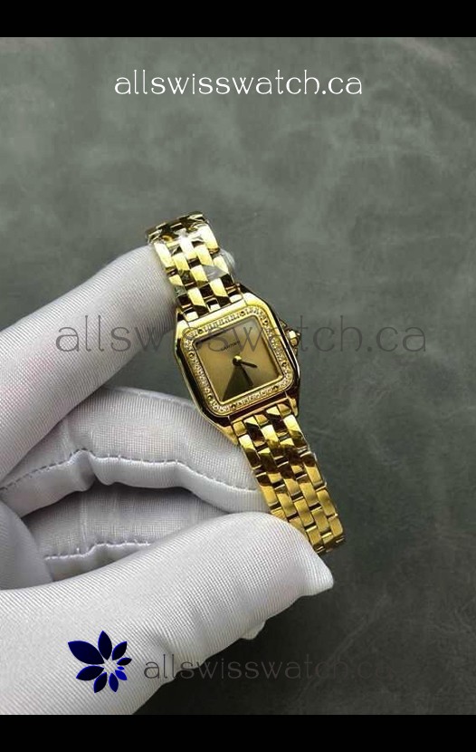 PANTHERE de Cartier 22MM Gold Dial Diamonds Super Clone Watch 