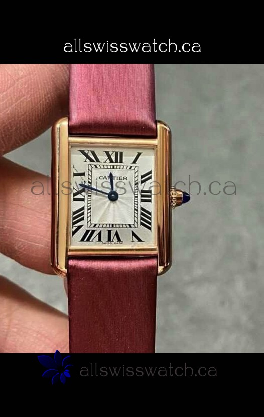 Cartier Tank Louis 22MM Swiss Quartz Movement Pink Strap Gold Case