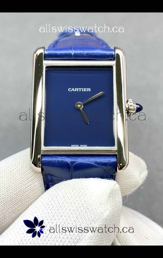 Cartier Tank Louis 25MM Swiss Quartz Blue Dial Watch 