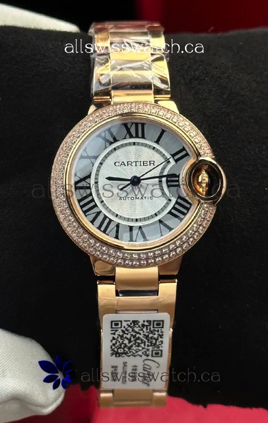Ballon De Cartier Automatic 33MM Rose Gold Super Clone Watch 