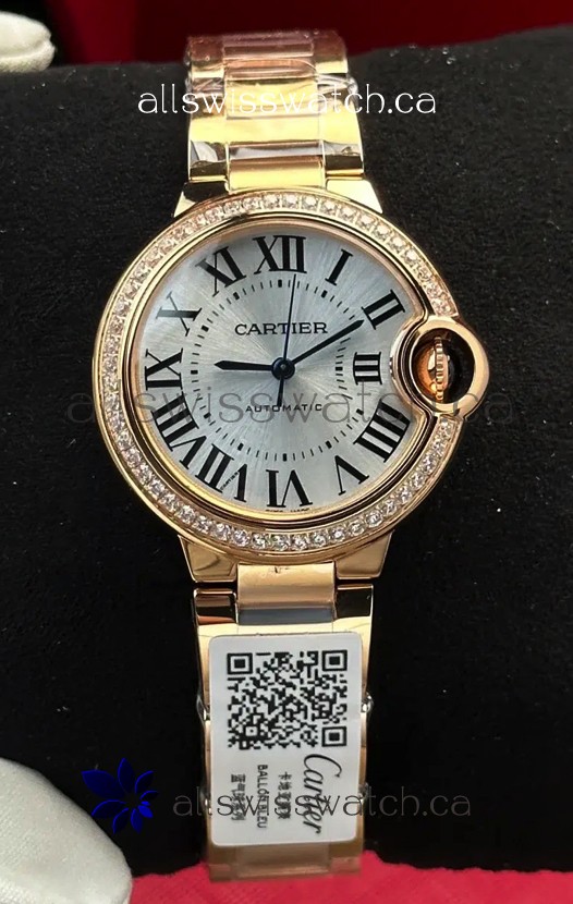 Ballon De Cartier Automatic 33MM Rose Gold Super Clone Watch 