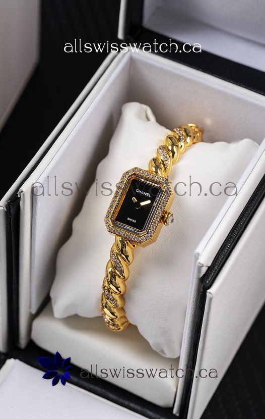 Chanel Premiere Galon Gold Diamonds Swiss Quartz Watch 