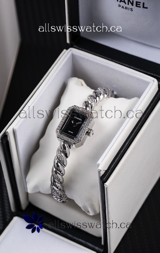 Chanel Premiere Galon Stainless Steel Diamonds Swiss Quartz Watch 