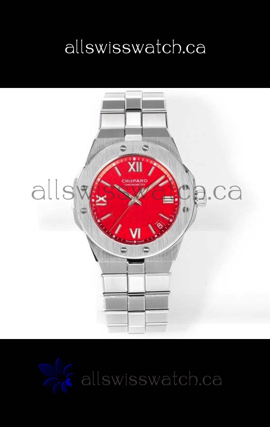 Chopard Alpine Eagle Stainless Steel Red Dial Super Clone Replica Watch