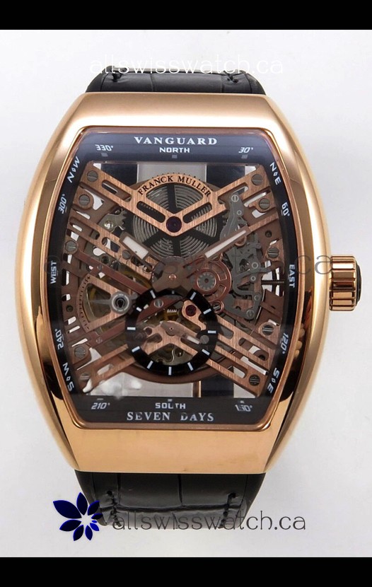 Franck Muller V45 Tourbillon Skeleton Rose Gold Super Clone Watch 