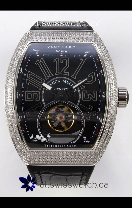 Franck Muller V45 Tourbillon Stainless Steel Diamonds Super Clone Watch 
