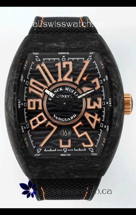 Franck Muller Super Clone Vanguard V45 Racing Carbon Watch in Nylon Strap