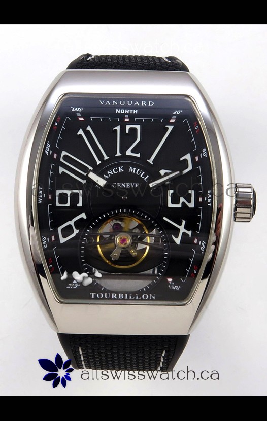 Franck Muller V45 Tourbillon Stainless Steel Diamonds Nylon Strap Super Clone Watch 