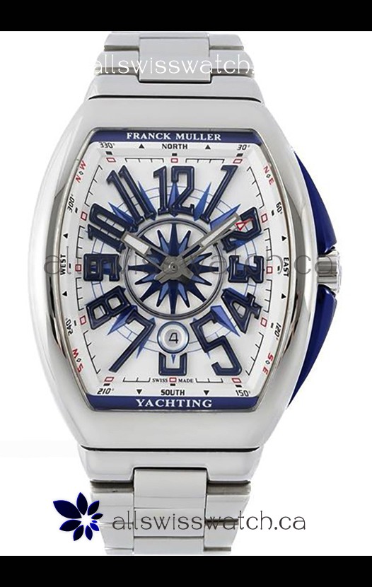 Franck Muller Vanguard Yachting V45 Stainless Steel White Dial Swiss Replica Watch