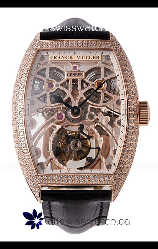 Franck Muller Fast Tourbillon Rose Gold Diamonds Super Clone Watch 