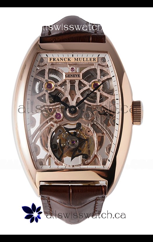 Franck Muller Fast Tourbillon Rose Gold Brown Strap Super Clone Watch 