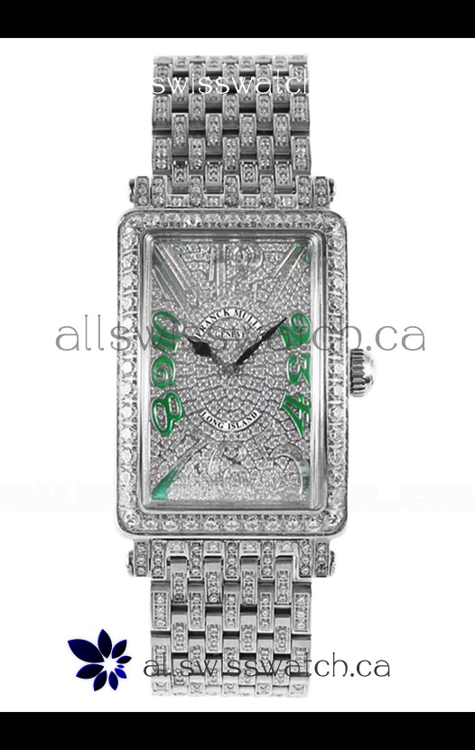 Franck Muller Long Island Stainless Steel Diamonds Swiss Replica Watch 