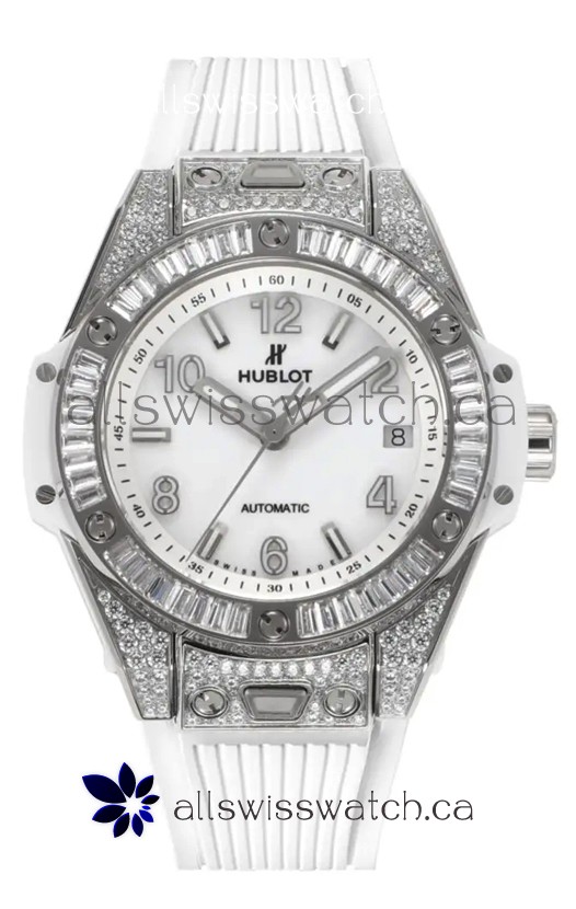 Hublot Big Bang One Click moissanite Paved Casing Super Clone Watch White Dial