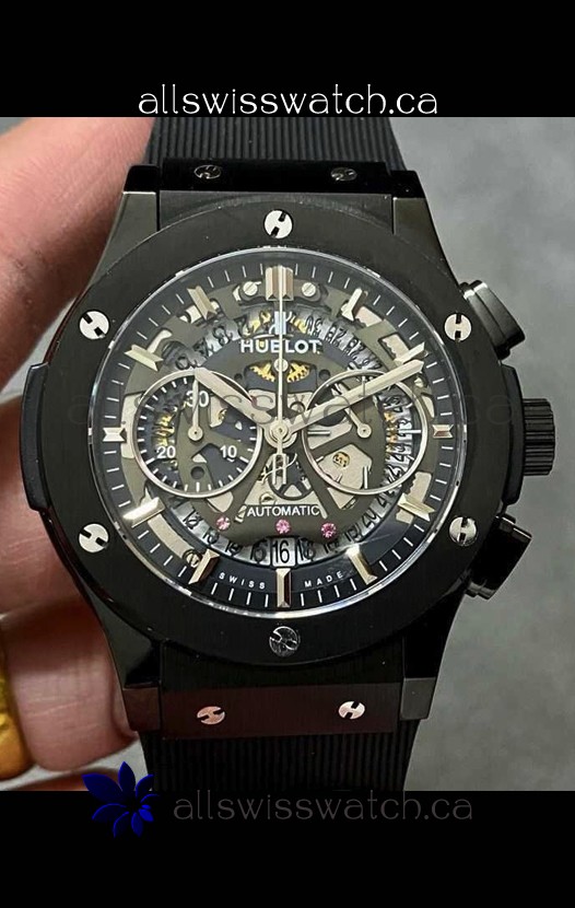 Hublot Classic Fusion Chronograph Black PVD Skeleton Super Clone Watch 
